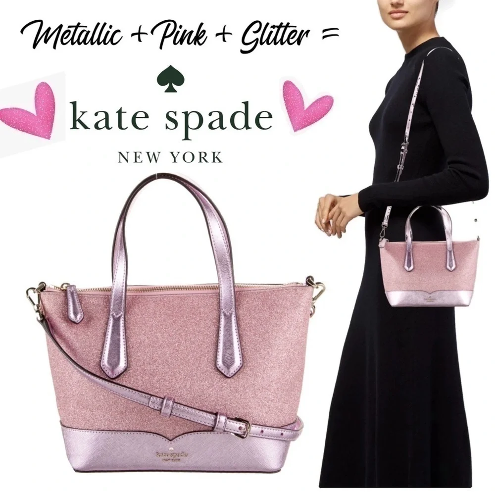 Kate Spade Pink Lola Metallic and Glitter Crossbody Bag NWT Gorgeous! - Picture 3 of 6